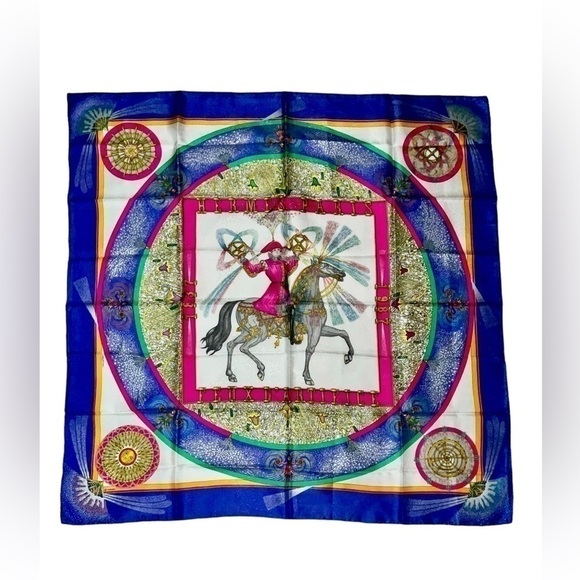 Hermes 150th Anniversary 100% Silk Scarf "Feux d"Artifice " by M. Duchene W/Box - Picture 2 of 16